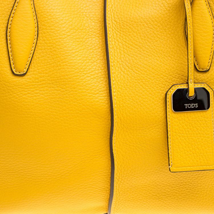 Pre Owned Tod's Yellow Leather Medium Joy Shopper Tote