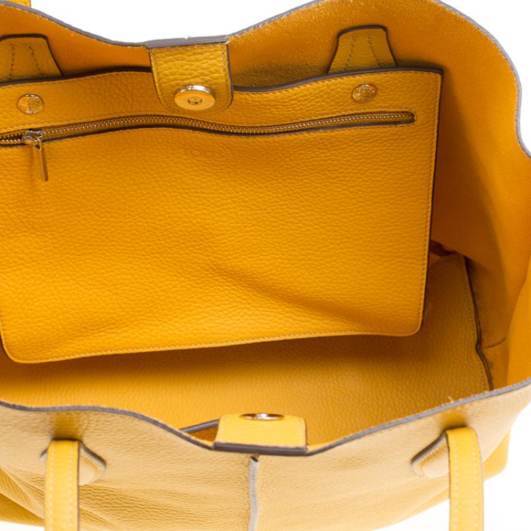 Pre Owned Tod's Yellow Leather Medium Joy Shopper Tote