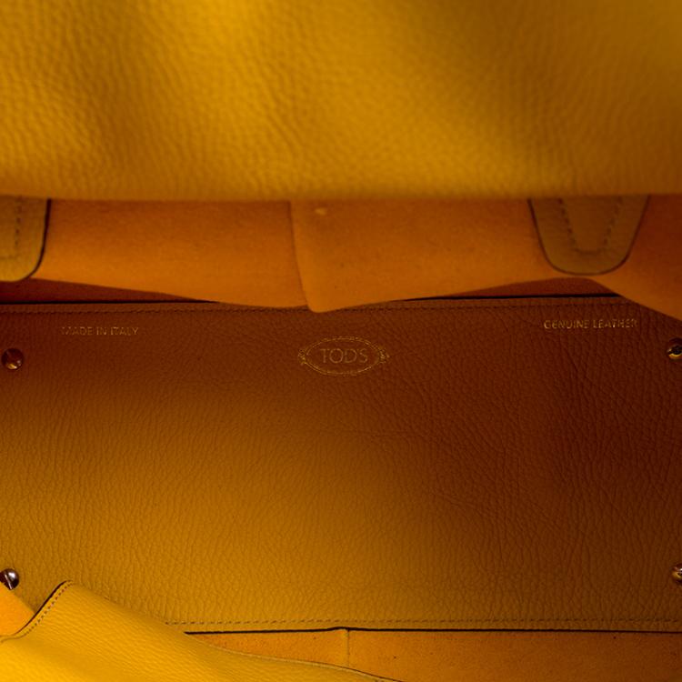 Pre Owned Tod's Yellow Leather Medium Joy Shopper Tote