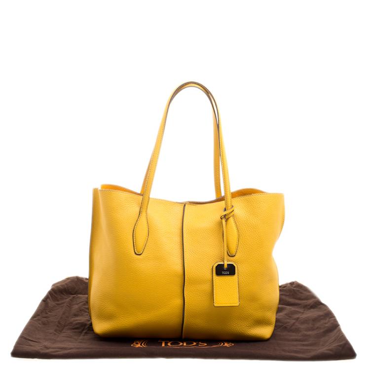 Pre Owned Tod's Yellow Leather Medium Joy Shopper Tote