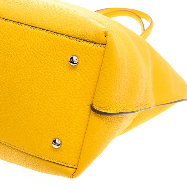 Pre Owned Tod's Yellow Leather Medium Joy Shopper Tote
