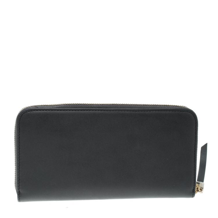 Pre Owned Tod's Black Leather Zip Around Rabbit Continental Wallet