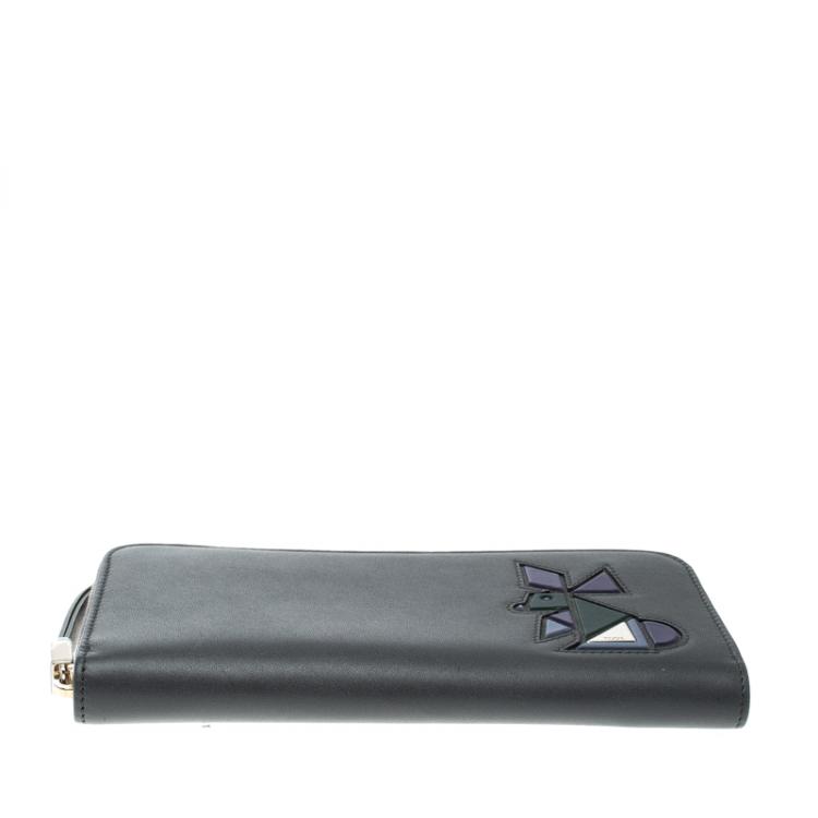 Pre Owned Tod's Black Leather Zip Around Rabbit Continental Wallet