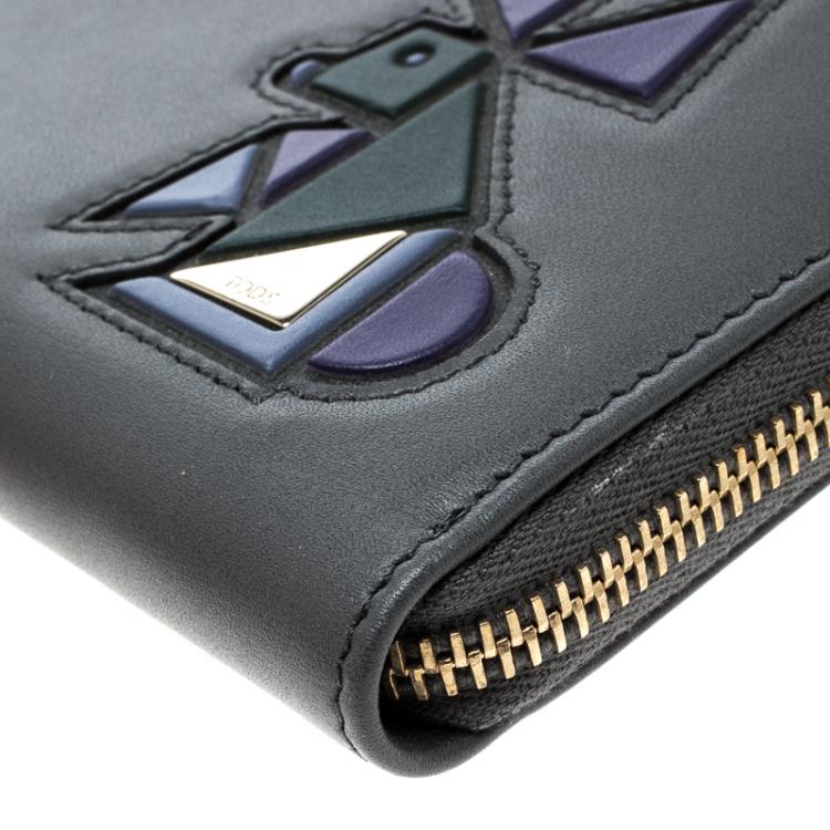 Pre Owned Tod's Black Leather Zip Around Rabbit Continental Wallet