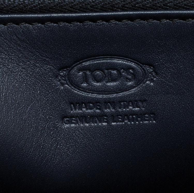 Pre Owned Tod's Navy Blue Leather Zip Around Studded Continental Wallet