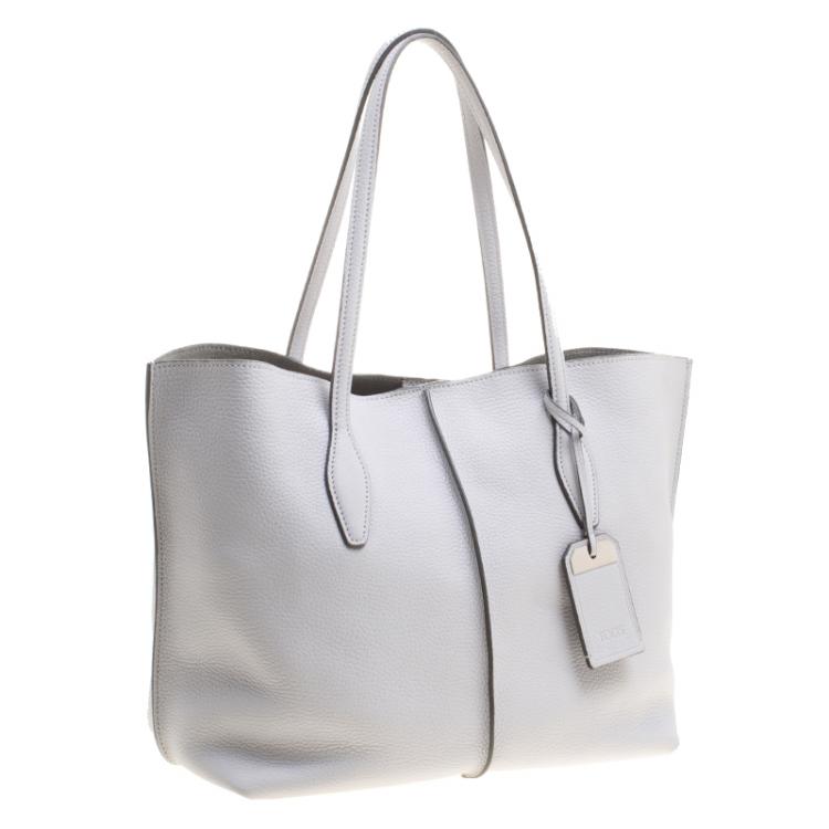 Pre Owned Tod's Light Grey Leather Medium Joy Shopper Tote