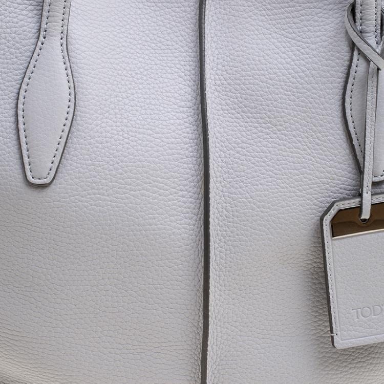 Pre Owned Tod's Light Grey Leather Medium Joy Shopper Tote