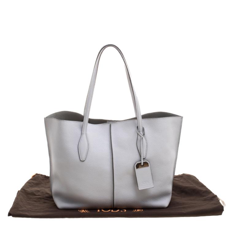 Pre Owned Tod's Light Grey Leather Medium Joy Shopper Tote