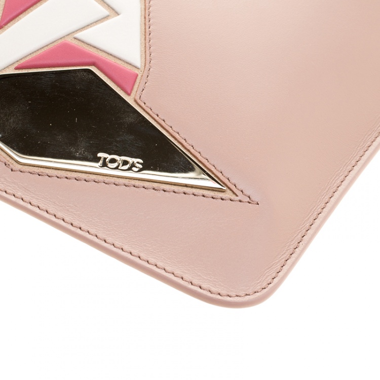 Pre Owned Tod's Beige Leather Fox Wristlet Clutch