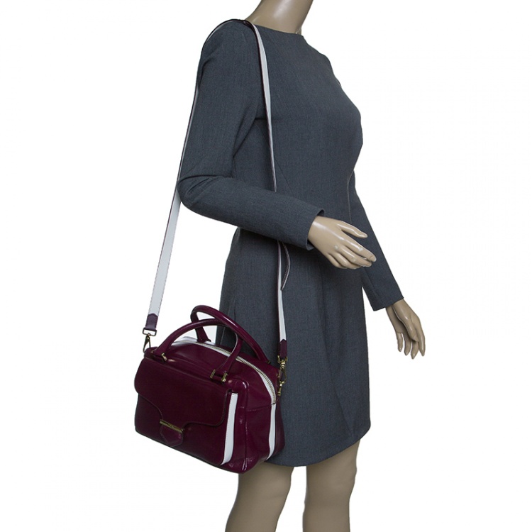 Pre Owned Tod's Burgundy Glossy Leather Small Military Bowler Bag