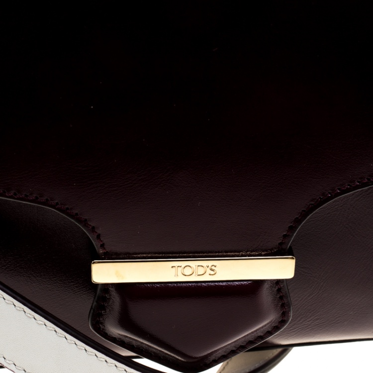 Pre Owned Tod's Burgundy Glossy Leather Small Military Bowler Bag