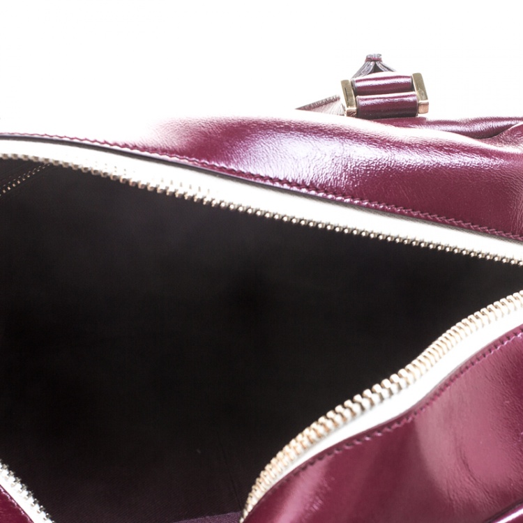 Pre Owned Tod's Burgundy Glossy Leather Small Military Bowler Bag