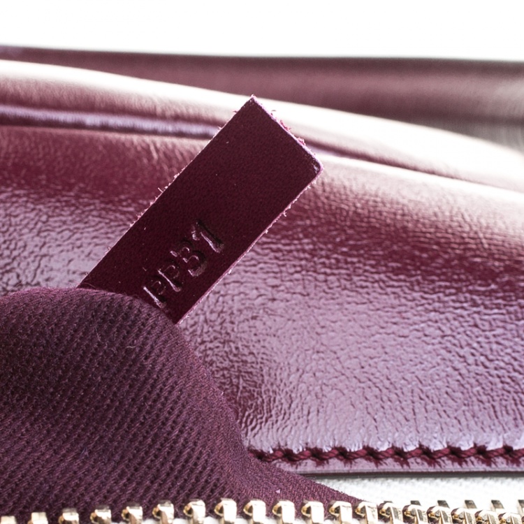 Pre Owned Tod's Burgundy Glossy Leather Small Military Bowler Bag