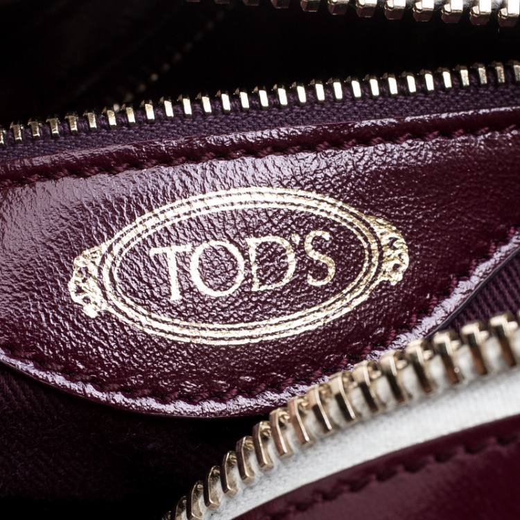 Pre Owned Tod's Burgundy Glossy Leather Small Military Bowler Bag