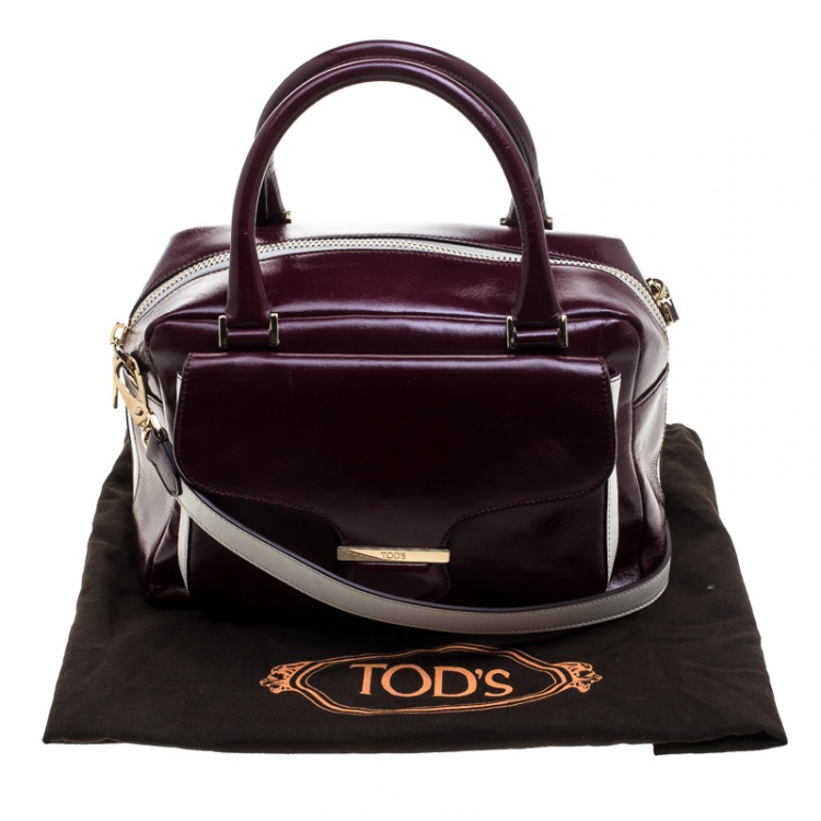 Pre Owned Tod's Burgundy Glossy Leather Small Military Bowler Bag