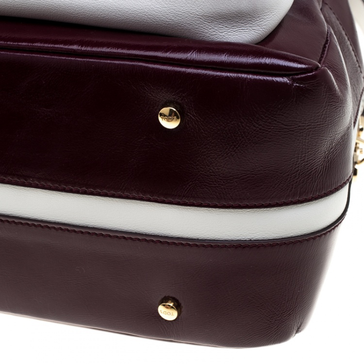 Pre Owned Tod's Burgundy Glossy Leather Small Military Bowler Bag