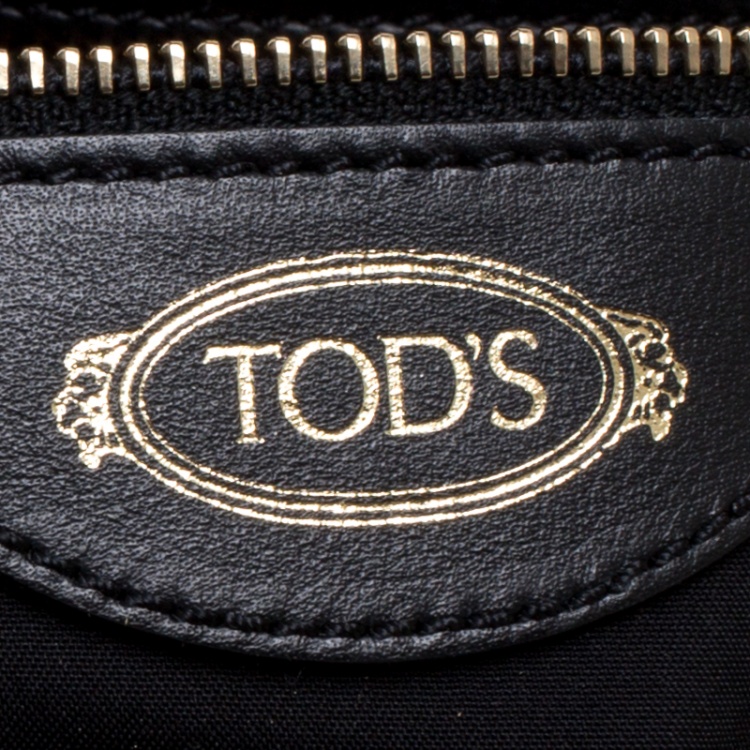 Pre Owned Tod's Black Laser Cut Leather Medium Flower Tote