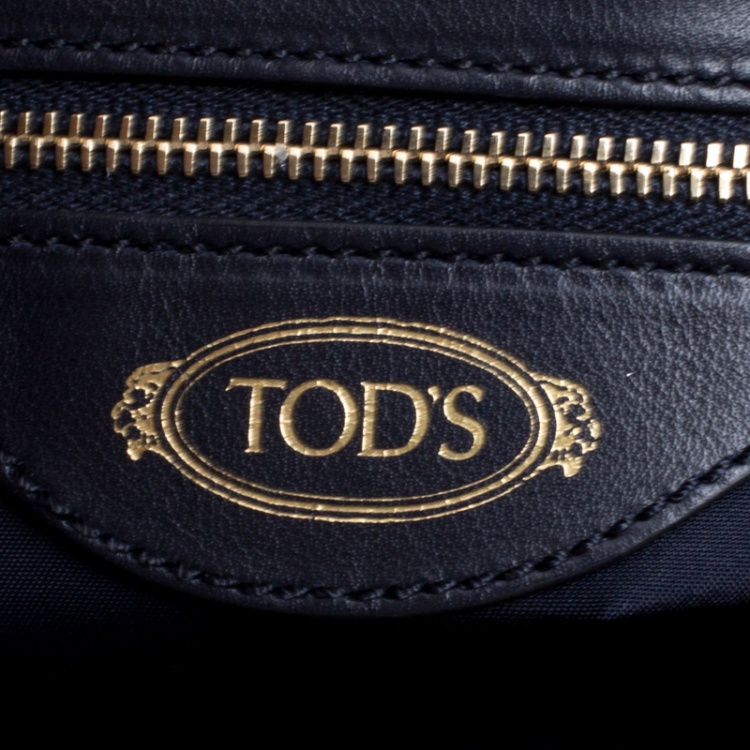 Pre Owned Tod's Black Laser Cut Leather Medium Flower Tote