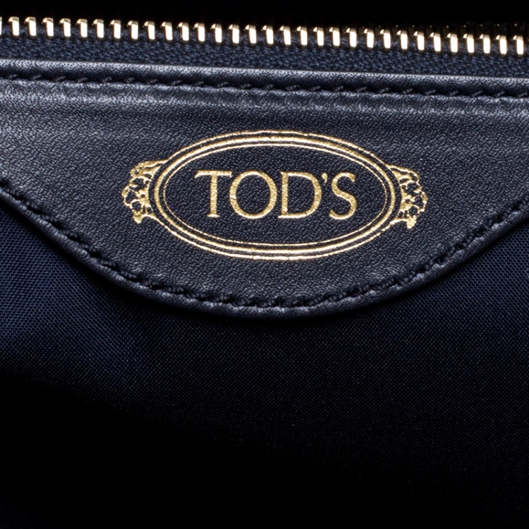 Pre Owned Tod's Black Laser Cut Leather Medium Flower Tote