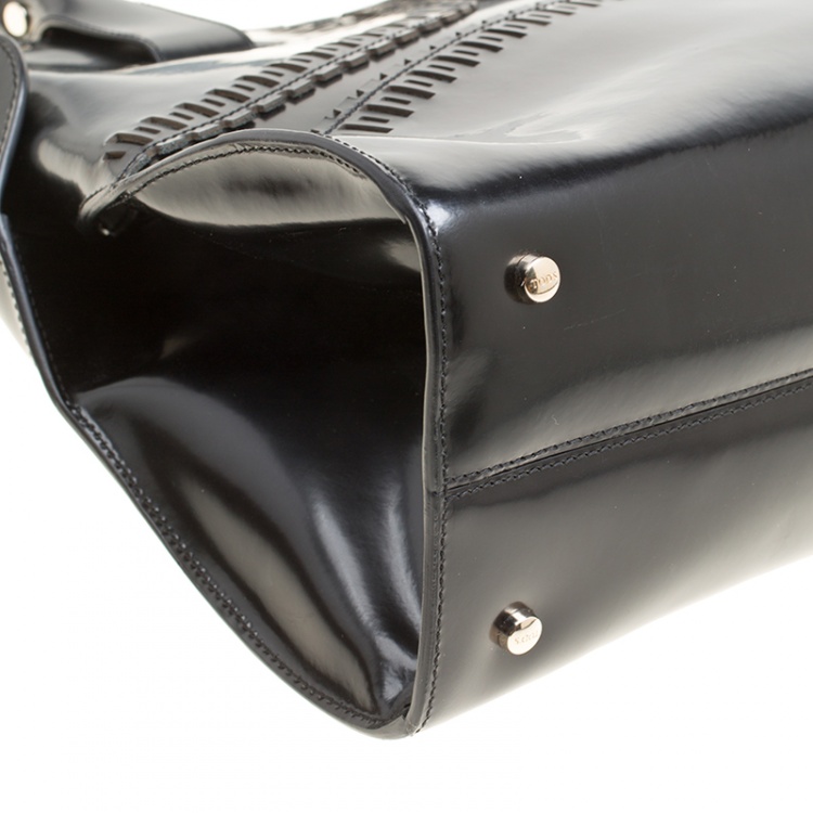 Pre Owned Tod's Black Patent Leather Small Cape Tote