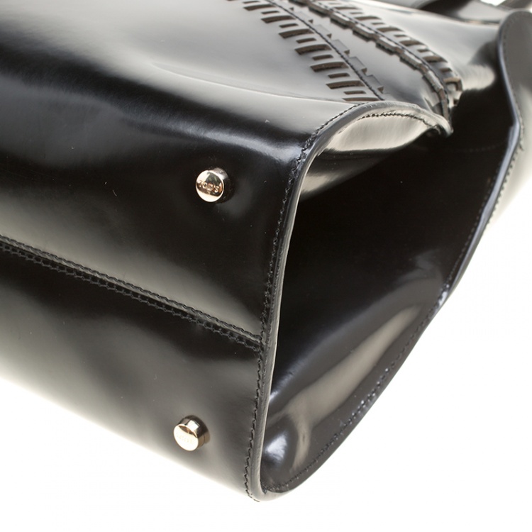 Pre Owned Tod's Black Patent Leather Small Cape Tote