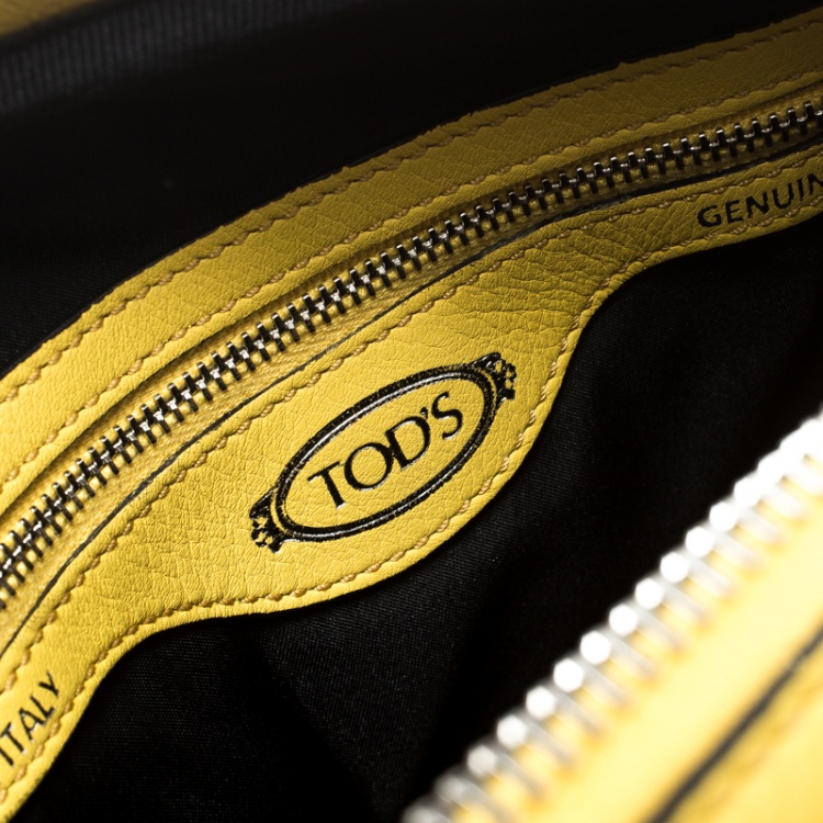 Pre Owned Tod's Yellow Leather Mini Nuovo Miky Top Handle Bag 