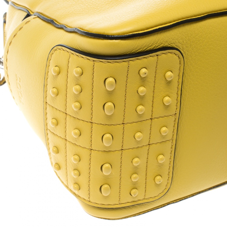 Pre Owned Tod's Yellow Leather Mini Nuovo Miky Top Handle Bag 