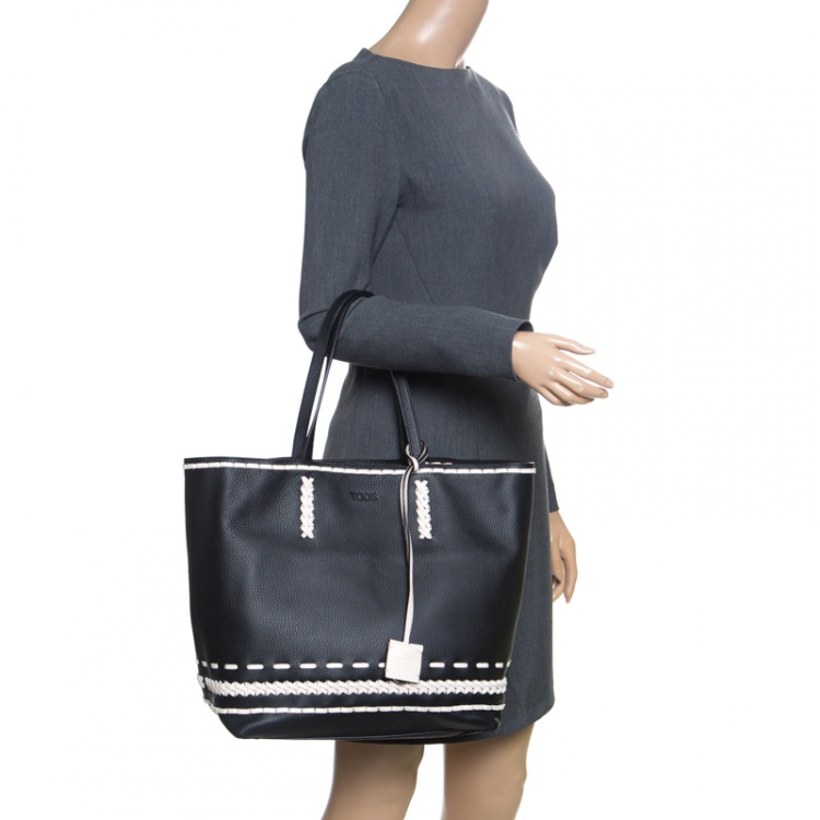 Pre Owned Tod's Black Leather Gipsy Shopper Tote 