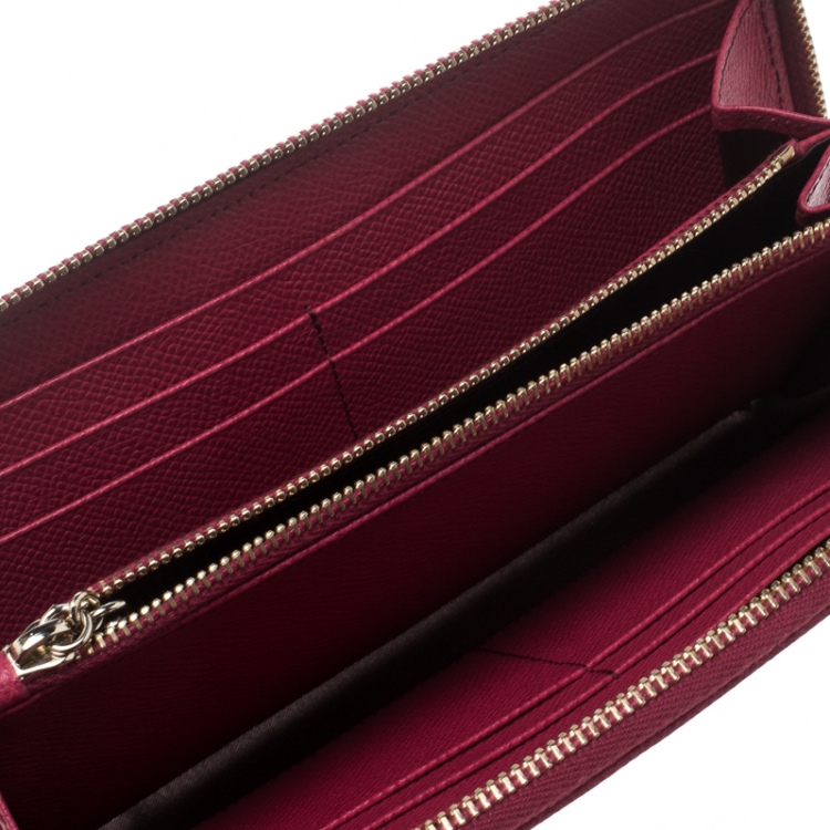 Pre Owned Tod's Fuchsia Leather Zip Around Continental Wallet