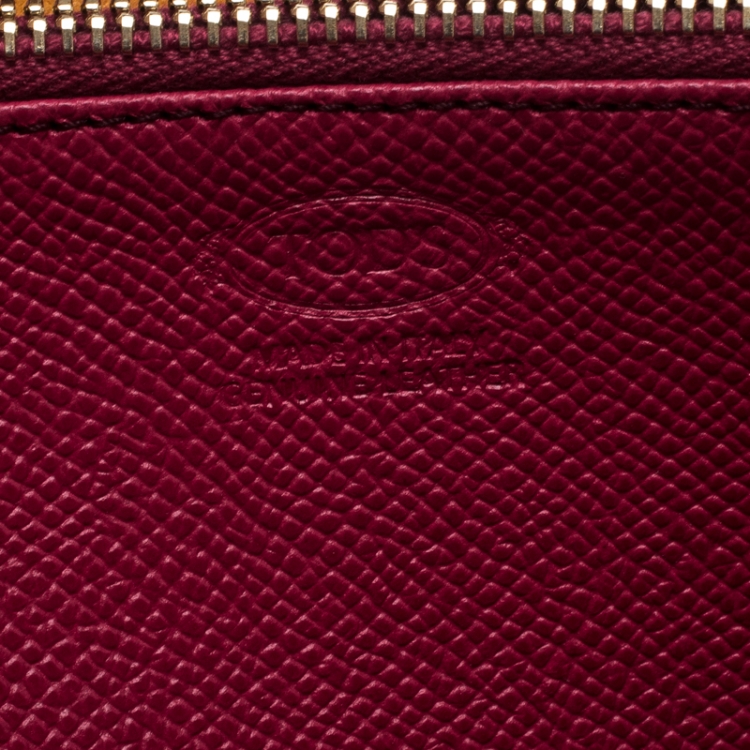 Pre Owned Tod's Fuchsia Leather Zip Around Continental Wallet