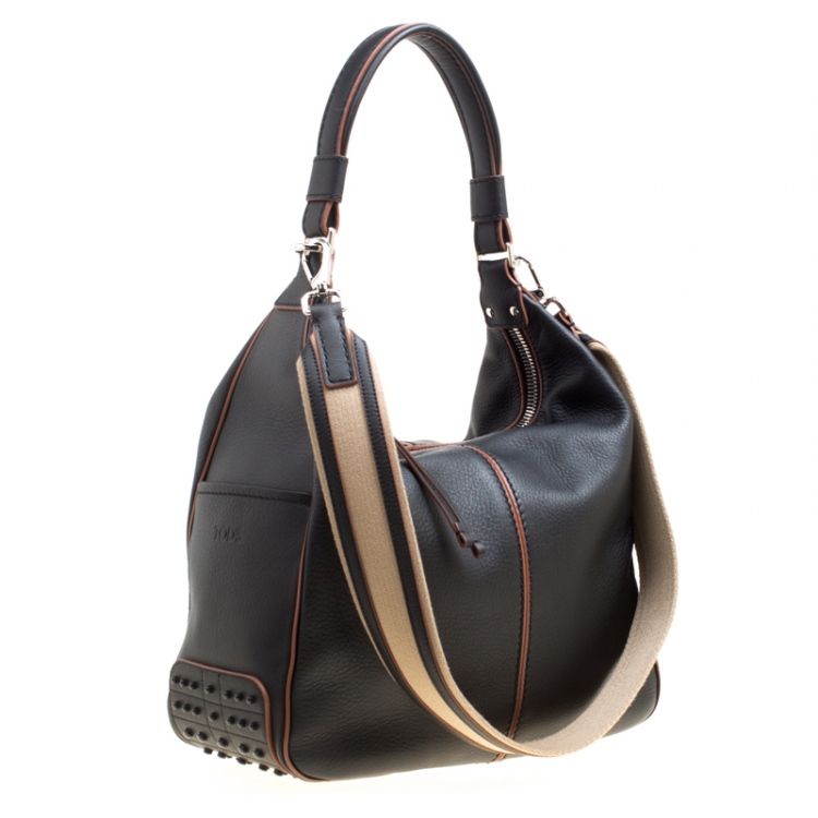 Pre Owned Tod's Black Leather Medium Miky Top Handle Shoulder Bag