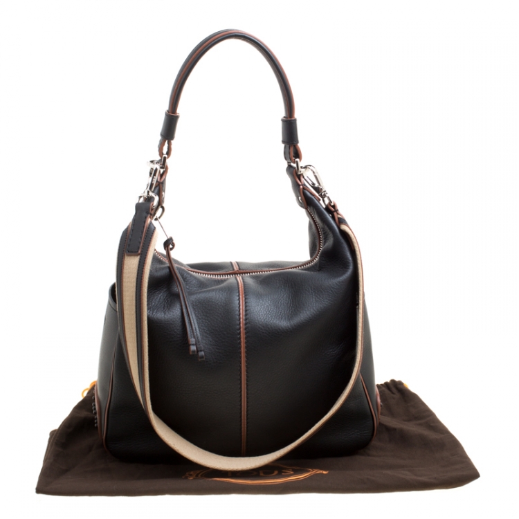Pre Owned Tod's Black Leather Medium Miky Top Handle Shoulder Bag