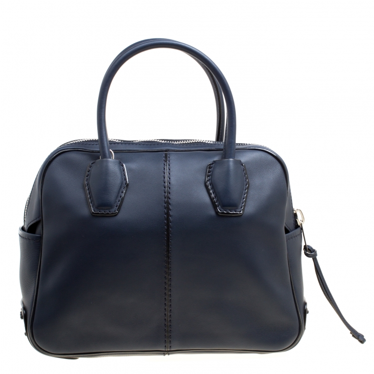 Pre Owned Tod's Navy Blue Leather Top Handle Bag