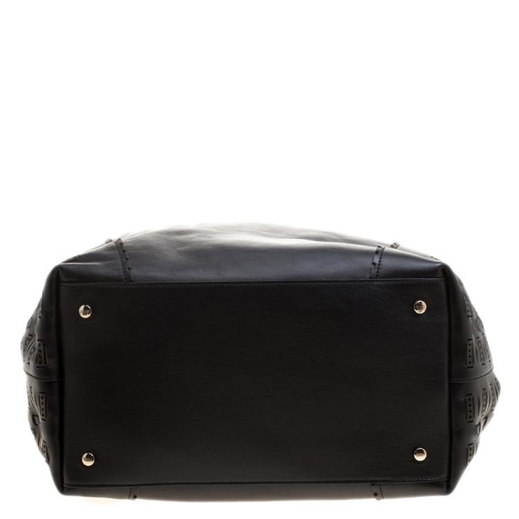 Pre Owned Tod's Black Leather Shopping Zip Tote