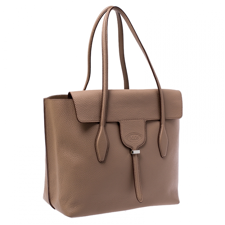 Pre Owned Tod's Beige  Leather Joy Medium Tote 