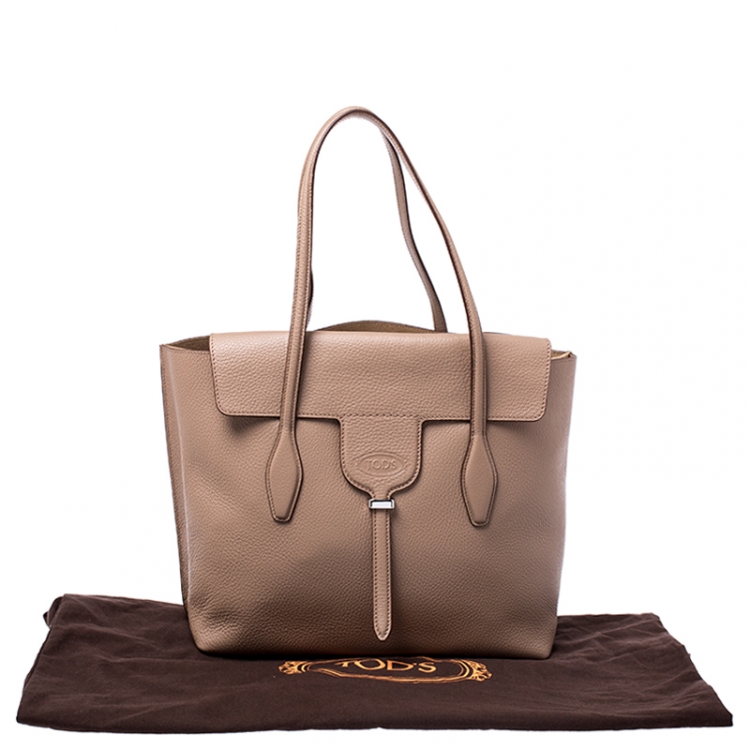 Pre Owned Tod's Beige  Leather Joy Medium Tote 