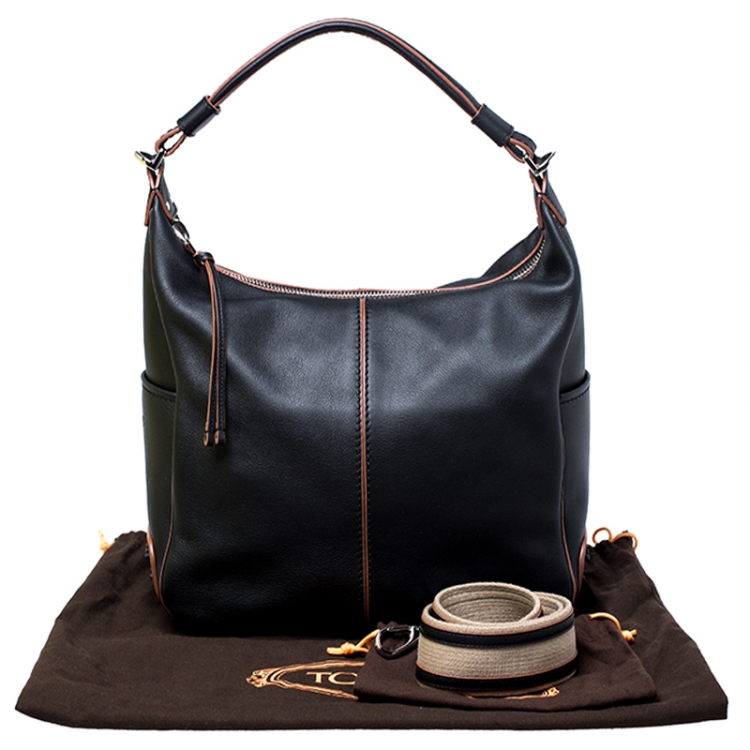 Pre Owned Tod's Black Leather Medium Miky Hobo