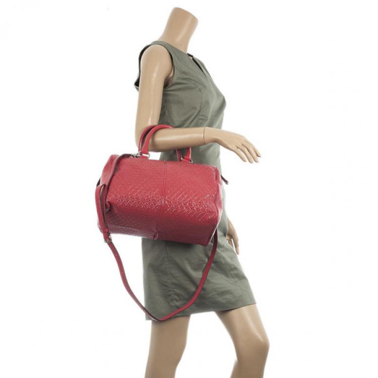Pre Owned Tod’s Signature Red Patent Medium Duffle Bag
