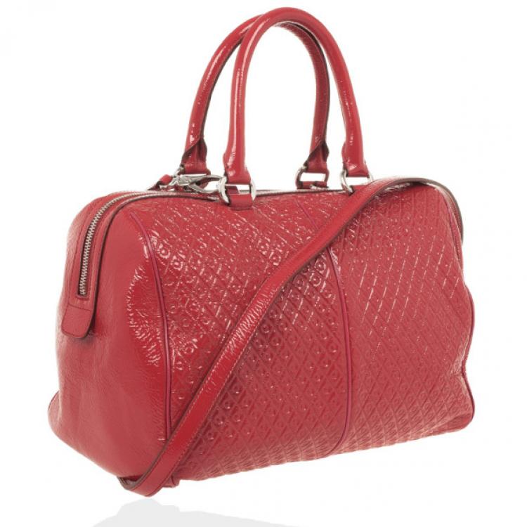 Pre Owned Tod’s Signature Red Patent Medium Duffle Bag
