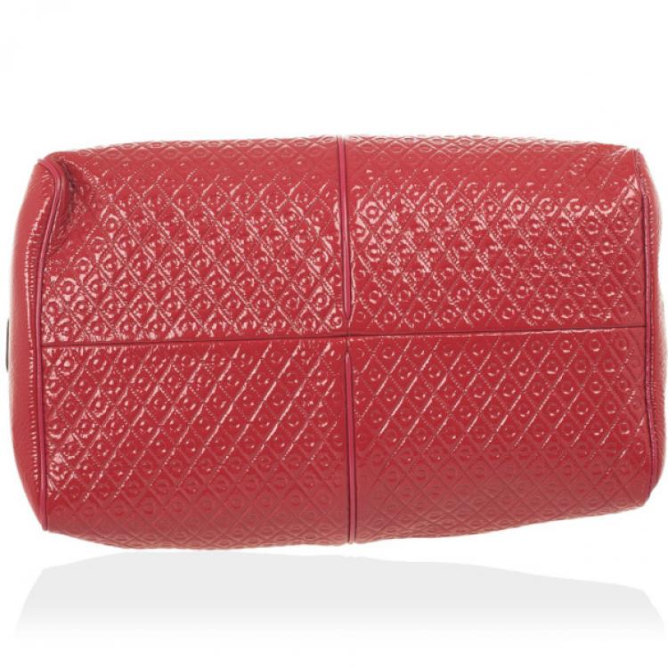 Pre Owned Tod’s Signature Red Patent Medium Duffle Bag
