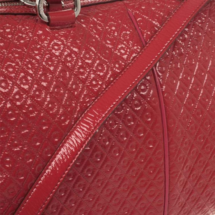 Pre Owned Tod’s Signature Red Patent Medium Duffle Bag