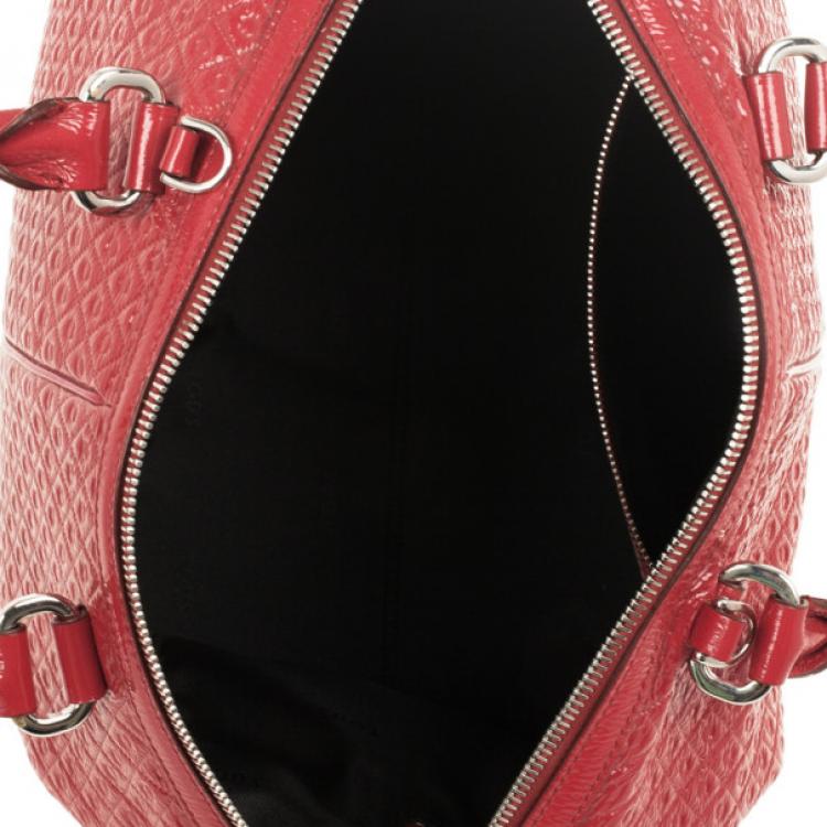 Pre Owned Tod’s Signature Red Patent Medium Duffle Bag