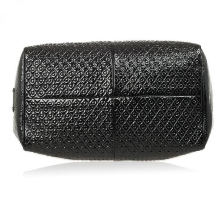Pre Owned Tod's Black Patent Signature Medium Bauletto Bag