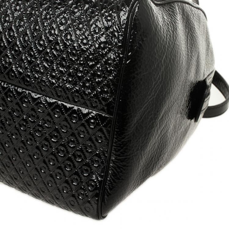 Pre Owned Tod's Black Patent Signature Medium Bauletto Bag