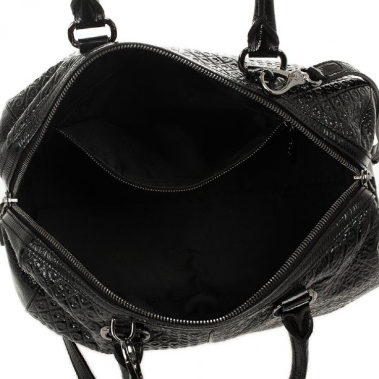Pre Owned Tod's Black Patent Signature Medium Bauletto Bag