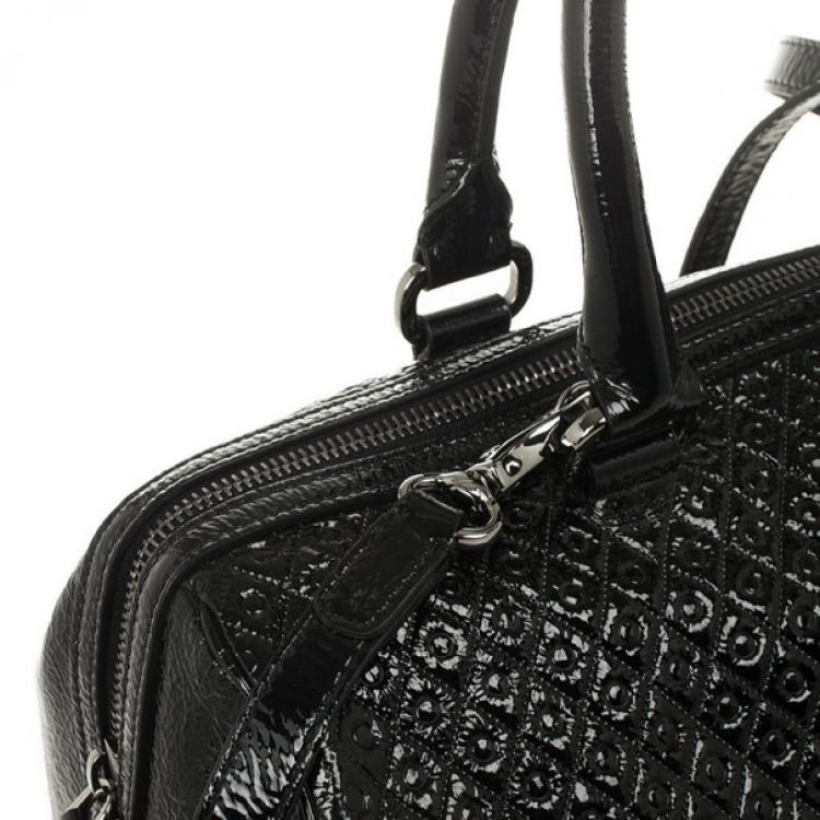 Pre Owned Tod's Black Patent Signature Medium Bauletto Bag