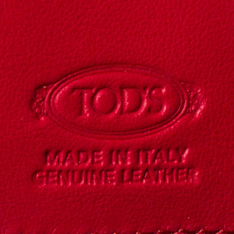 Pre Owned Tod's Red Leather Trifold Wallet
