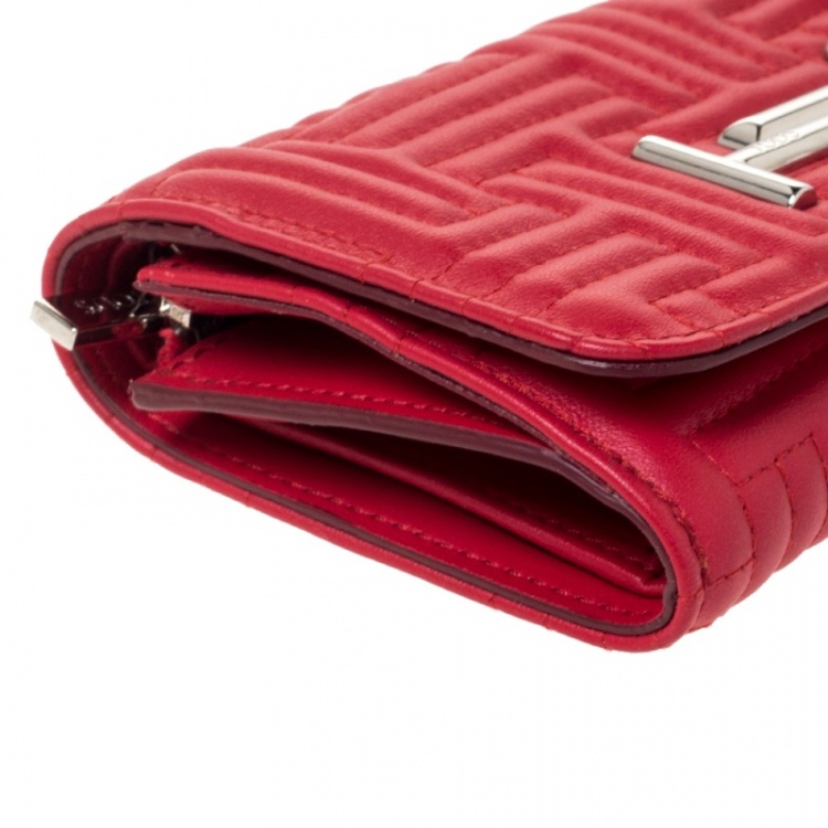 Pre Owned Tod's Red Leather Trifold Wallet