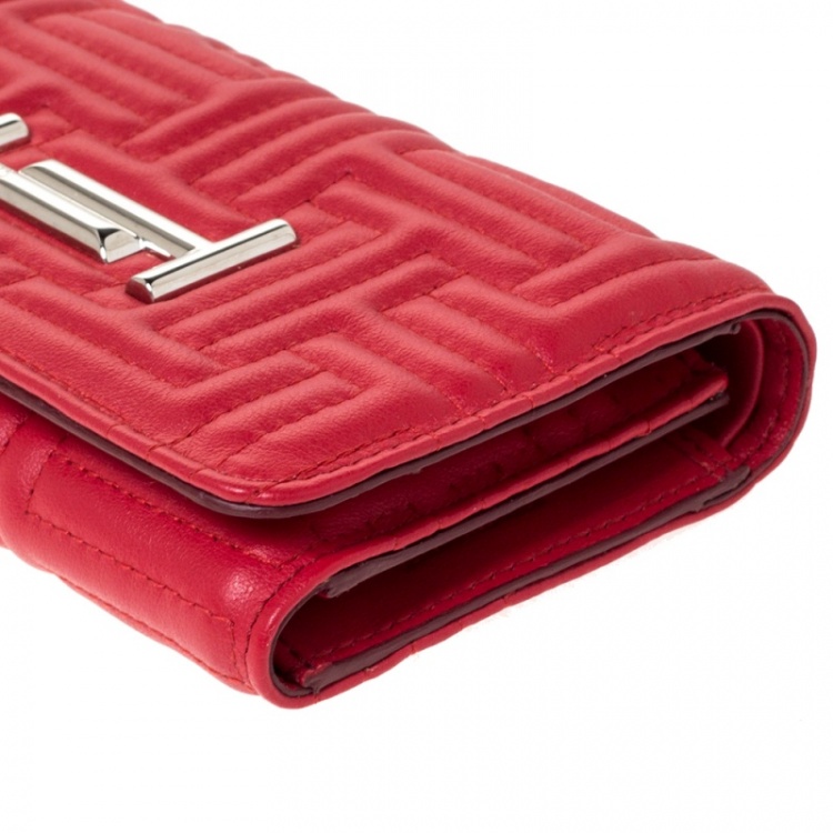 Pre Owned Tod's Red Leather Trifold Wallet