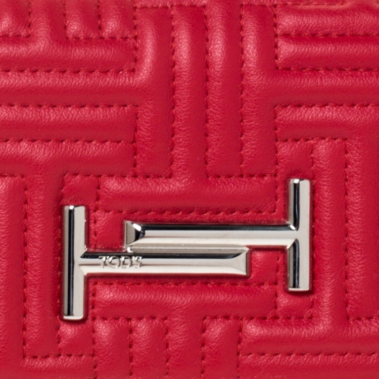 Pre Owned Tod's Red Leather Trifold Wallet